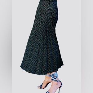 ZARA Pleated Black & White Polka Dot Midi Maxi Skirt